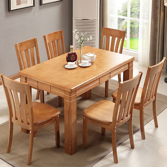 Traditional Wooden Dining Room Set with Rectangle Top and 4 Legs Base Dining Furniture