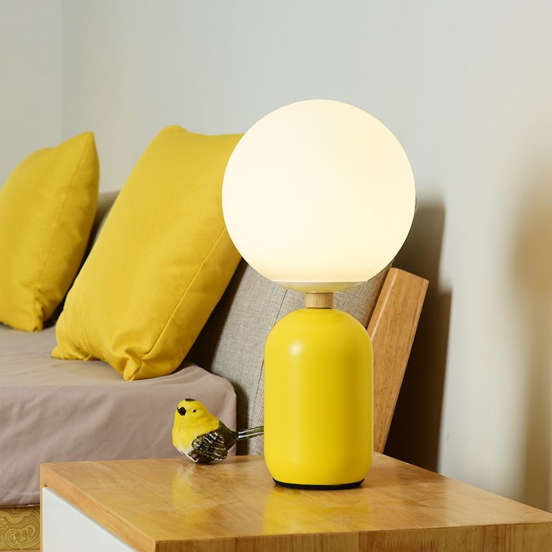 Lampe de table de nuit en verre blanc global nordique 1-bulb gris / blanc / rose lecture livre clair avec base de cylindre