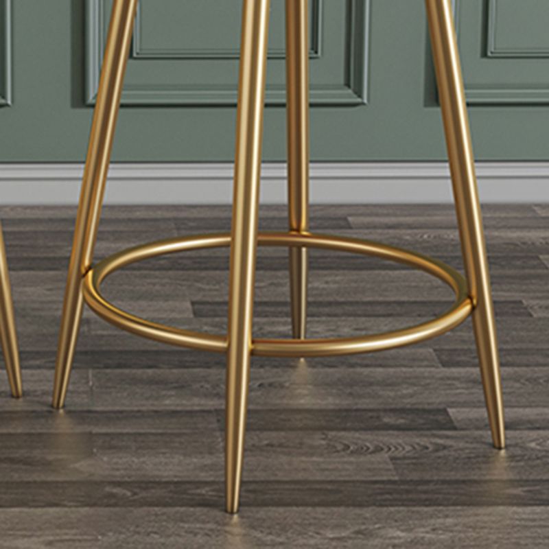 Glam Round Bar and Counter Stool Metal Low Back Stool with 4 Legs