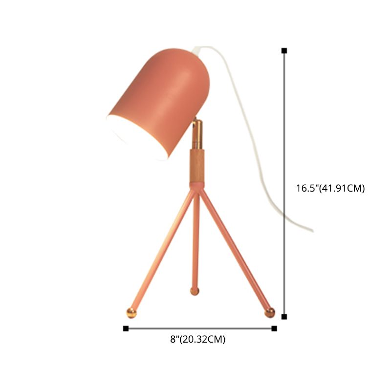 Macaron Tripod Table Light Metallic 1 Bulb Dorm Room Reading Book Lamp with Dome Shade