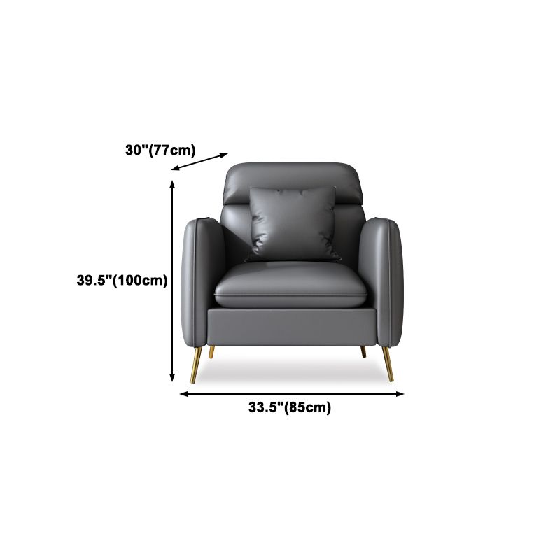 Glam Gray Standard Square Arm Living Room Leather Stain Resistant Sofa