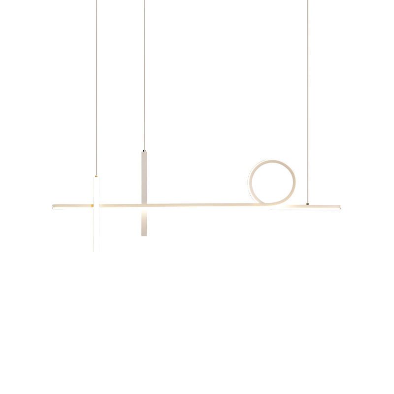 3-Light Ceiling Island Light Minimal Style Linear Shape Metal Pendant Lighting Fixtures