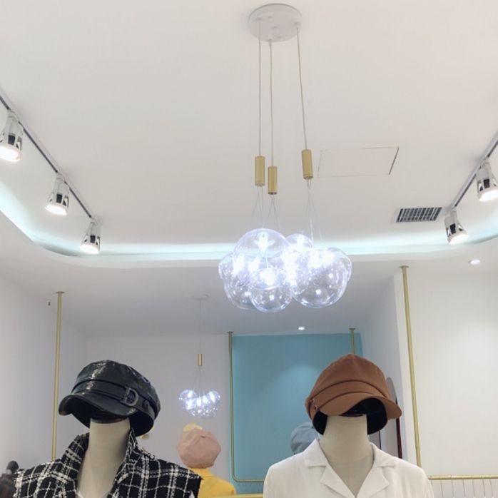 Clear Glass Chandelier Light Fixtures Modern Multi-Head Globe Pendant Lamp for Living Room