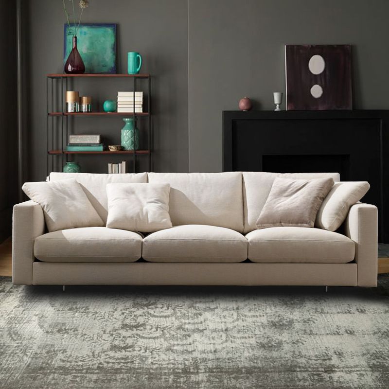 Moderne Stoff quadratische Armsofa Standardkissen Beige 4 -Bein -Sofa