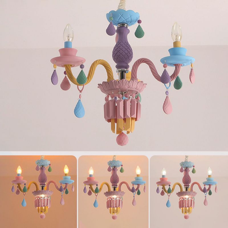 Multi Head Macron Candle Chandelier Glass Chandelier Lighting Fixtures for Bedroom