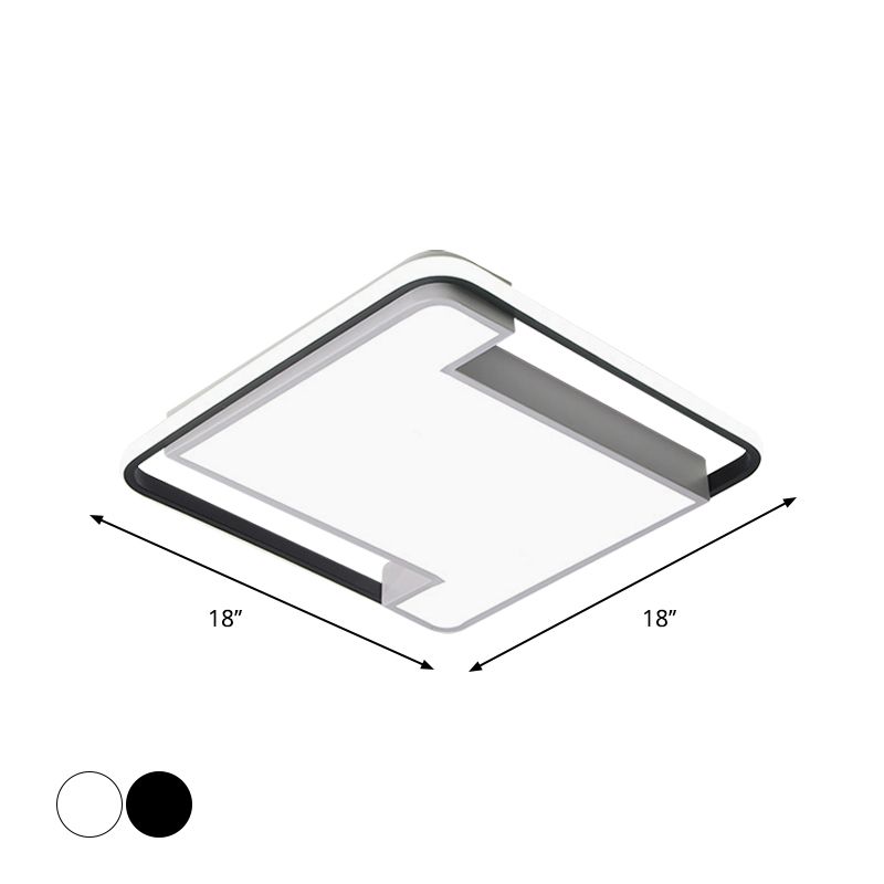 18"/22" Wide Geometry Flush Light Fixture Modern Acrylic Black/White LED Flush Mount Lamp for Bedroom