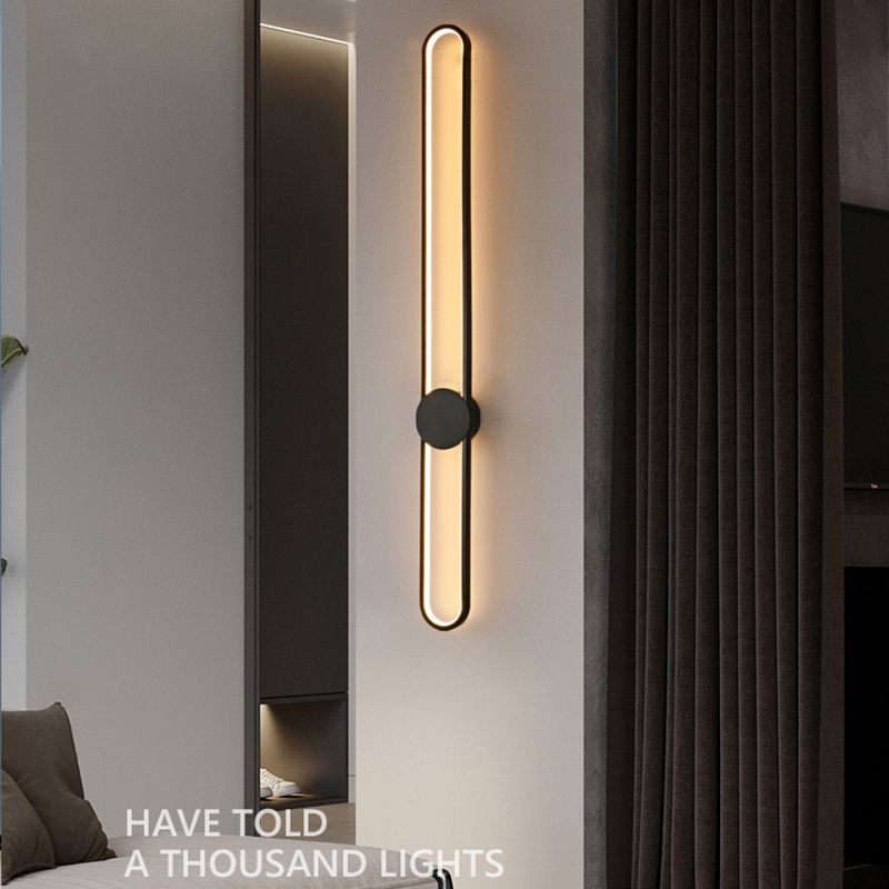 Nordic Style Brass Wall Light Linear Single Light LED Wall Sconce for Living Room