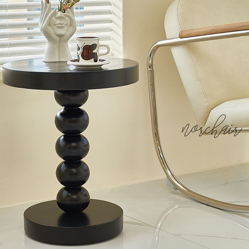 Contemporary End Table Solid Wood Pedestal Round Living Room Side Table