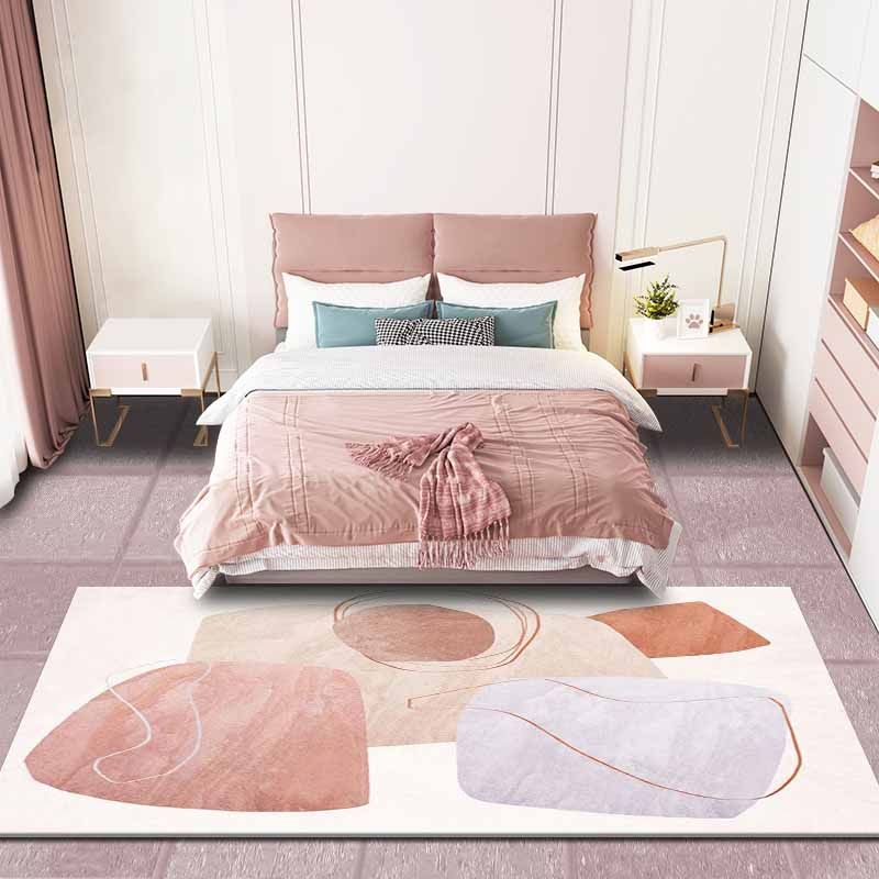 Pink Contemporary Rug Blending Color Lump Rug Stain Resistant Rug for Living Room
