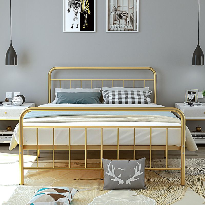 Metal Slat Bed Solid Color Open-Frame Bed With Custom Gold Legs