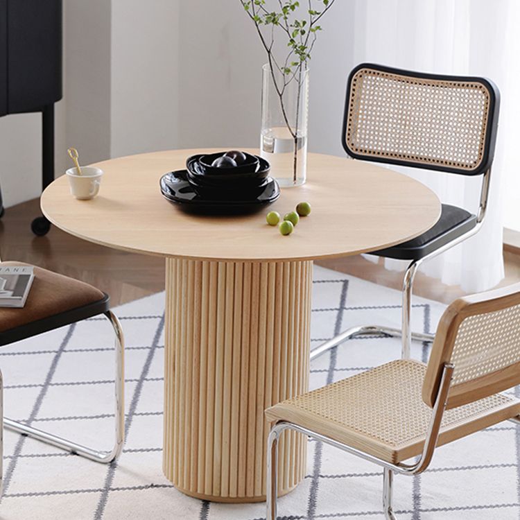 Contemporary Round Dining Table Pine Solid Wood Table with Pedestal Table