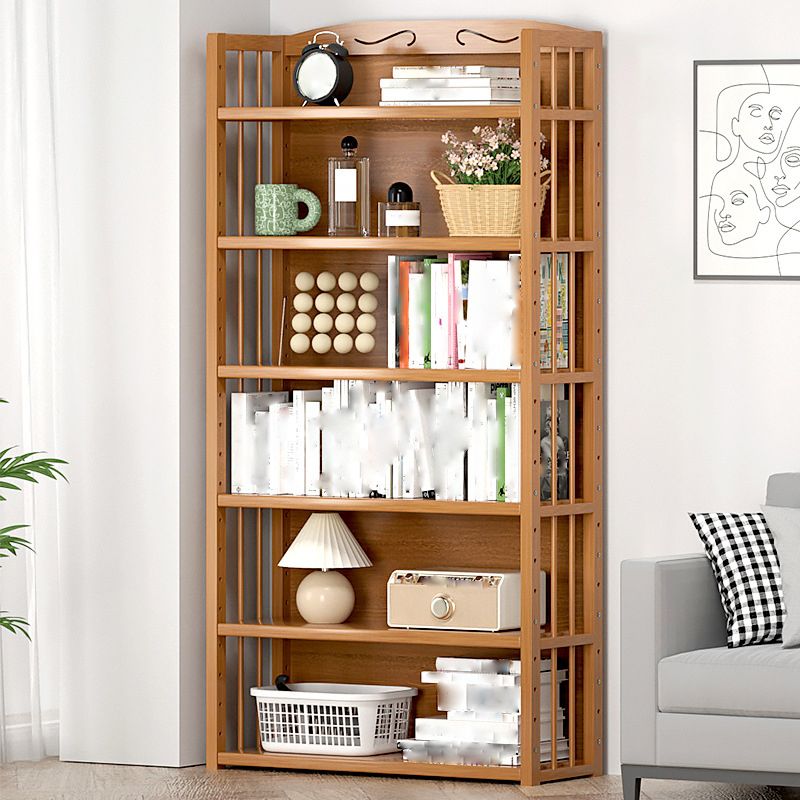 10" D Geometry Bamboo Bookshelf Modern Style Bookcase for Bedroom