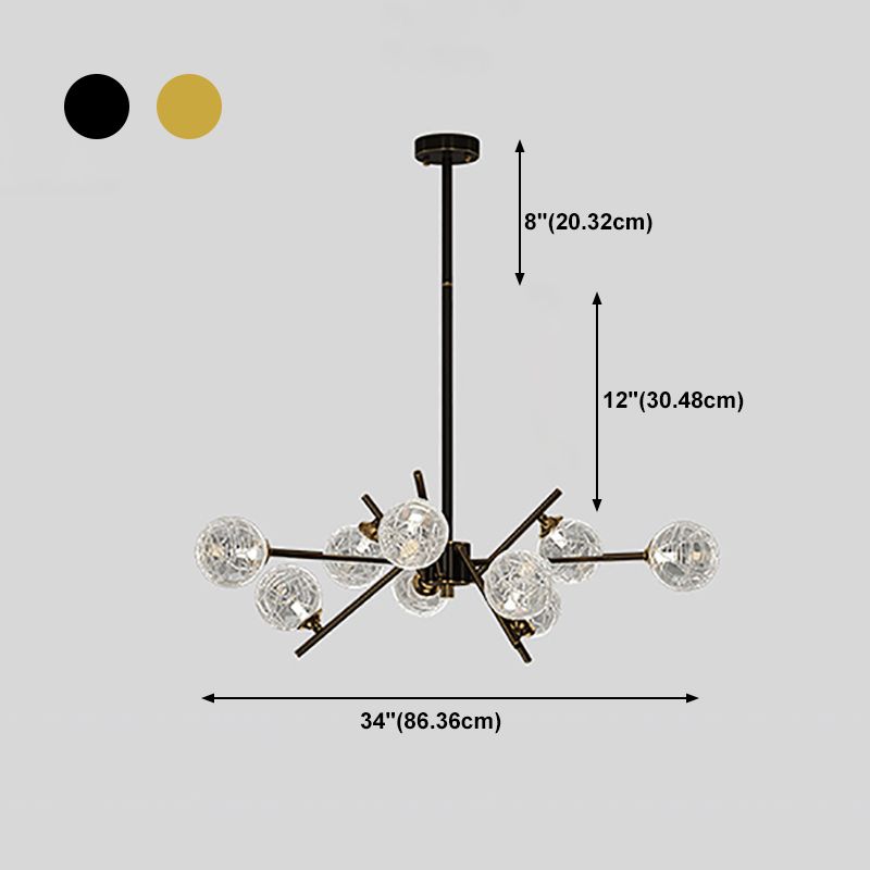 Contemporary Glass Chandelier Light Fixtures Restaurant Multi Head Hanging Chandelier