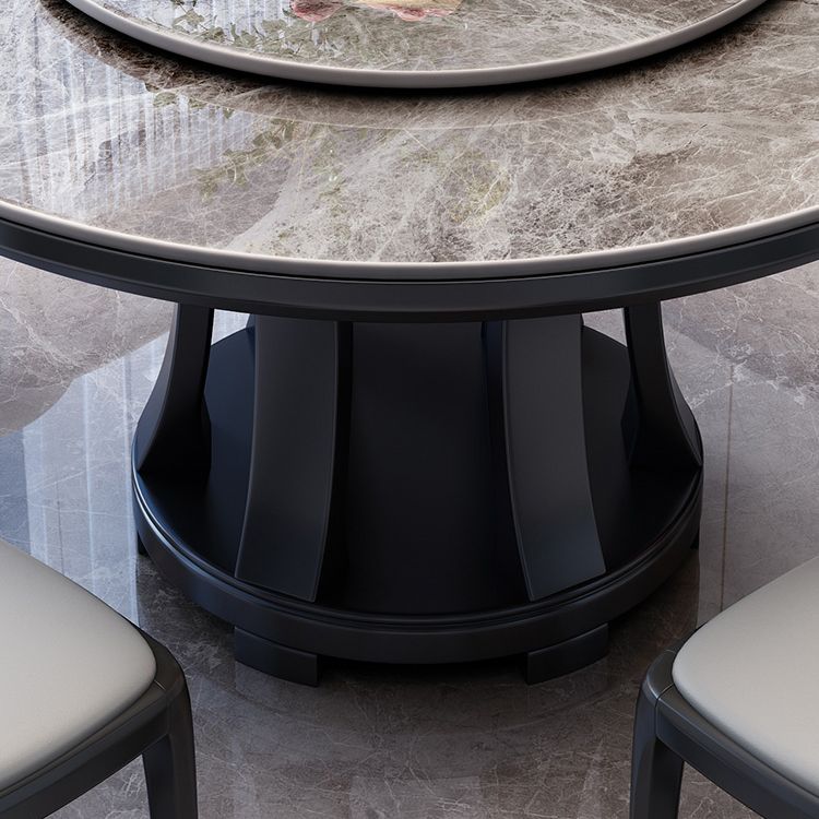 Sintered Stone Dining Table Round Wooden Base Dinner Table for Dining Room