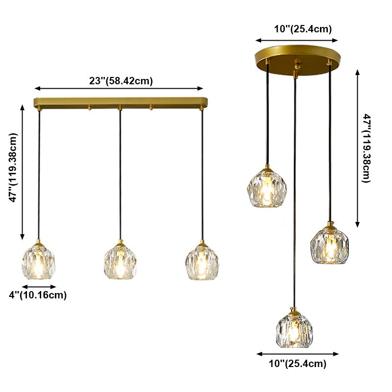 Crystal Sphere Down Lighting Pendant Modern Style Suspension Pendant Light in Gold