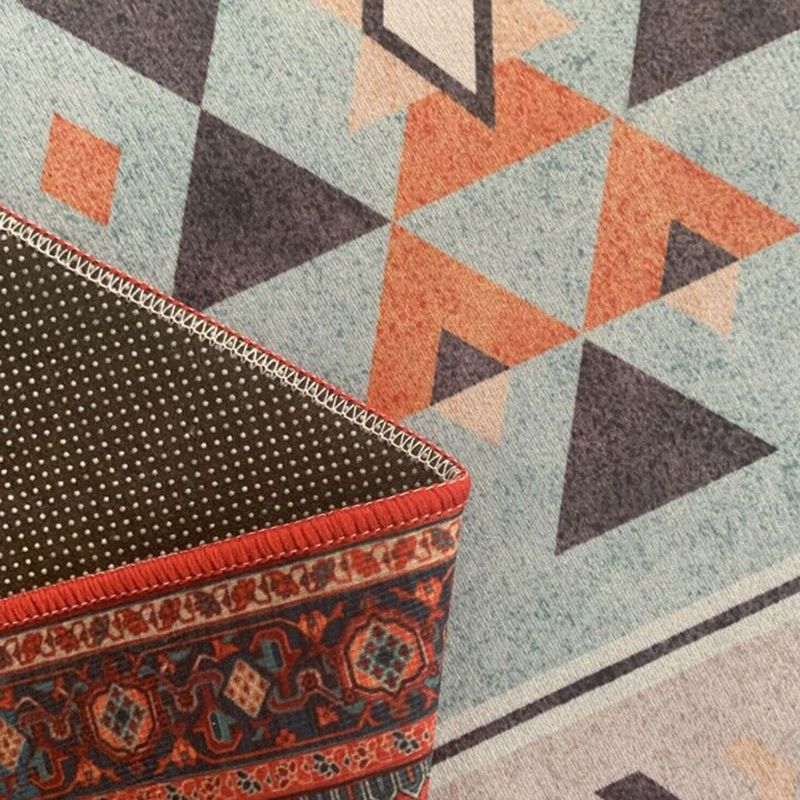 Grey Tone Vintage Area Rug Polyester Medallion Rug Non-Slip Backing Indoor Rug for Living Room