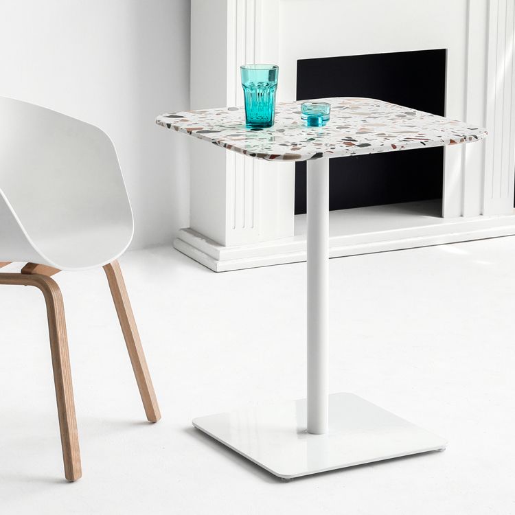 Mesa de comedor de pedestal de metal industrial para comedor para comedor