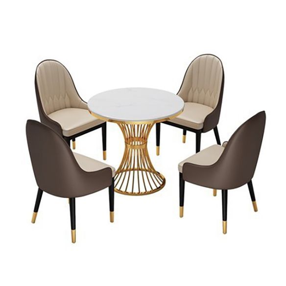 Scandinavian Sintered Stone Dining Room Set Standard Height with Gold Base Dining Furniture