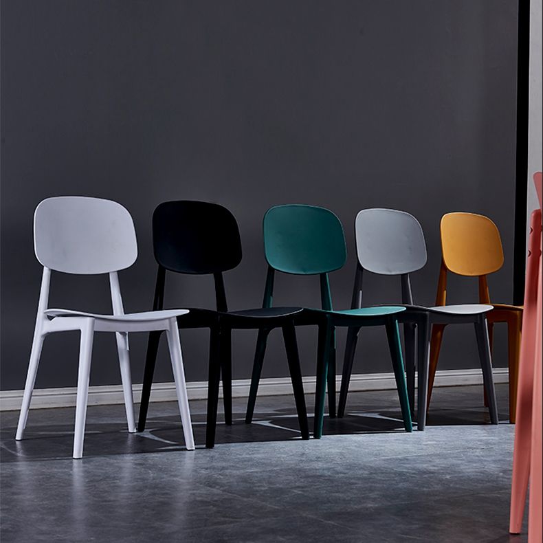 Minimalist Style Open Back Dining Side Chairs Plastic Dining Armless Chairs for Home