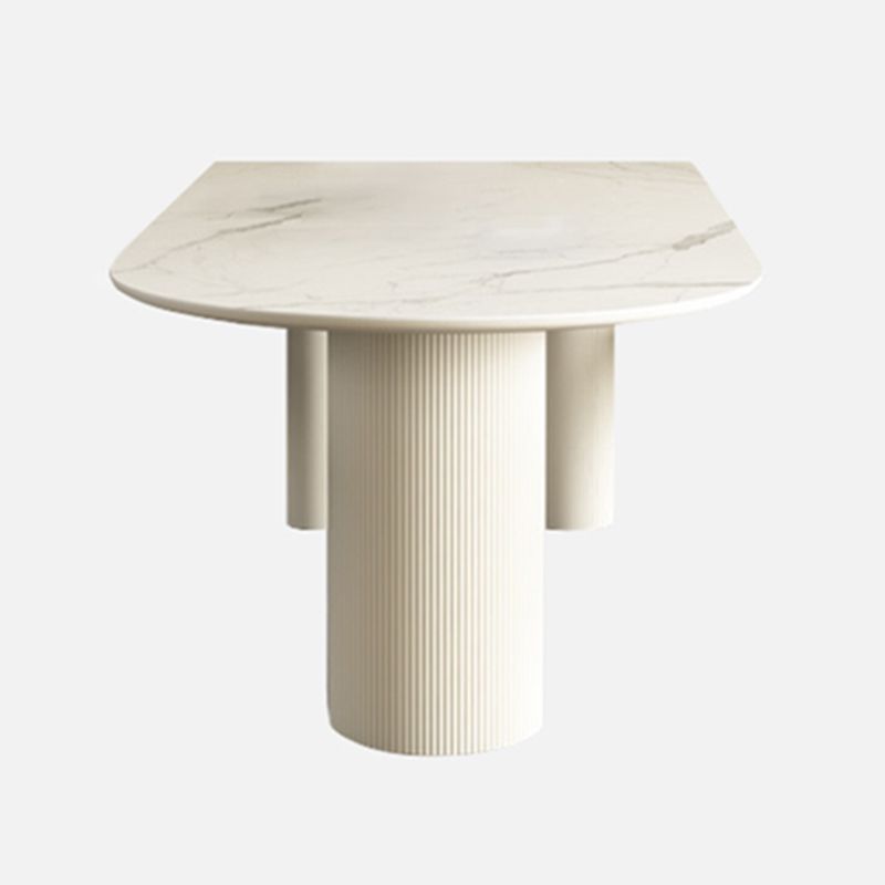 Simplicity Style Sintered Stone Dining Table 3 Legs Base 55" Wide Freeform Table for Home