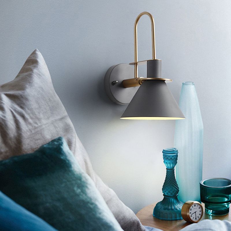 Metal Cone Shape Sconce Light Modern-Style 1 Light Wall Light Fixture