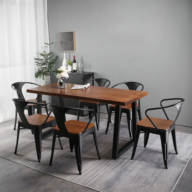 Industrial 1/2/5/7 Pieces Dining Set Solid Wood Dining Table Set for Home