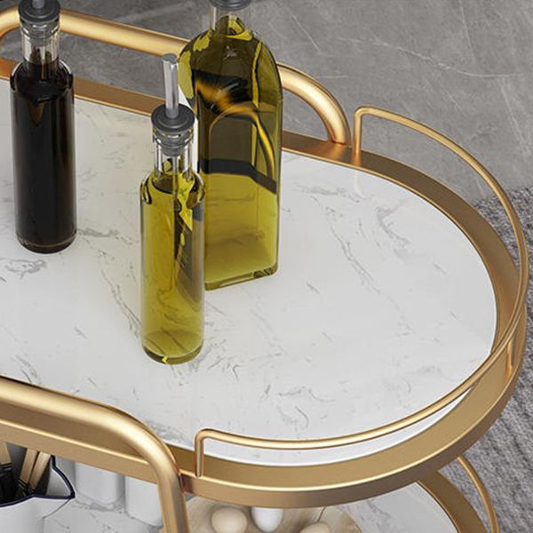 32.28" High Rolling Contemporary Stone Prep Table Wooden Prep Table