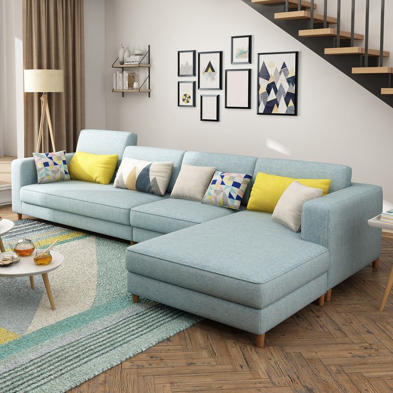 Contemporary Sectional with Adjustable Pillow Back and Square Arms