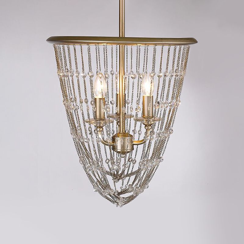 3 bollen kegel plafond kroonluchter hedendaagse kristal gesuspendeerde verlichting in goud in goud