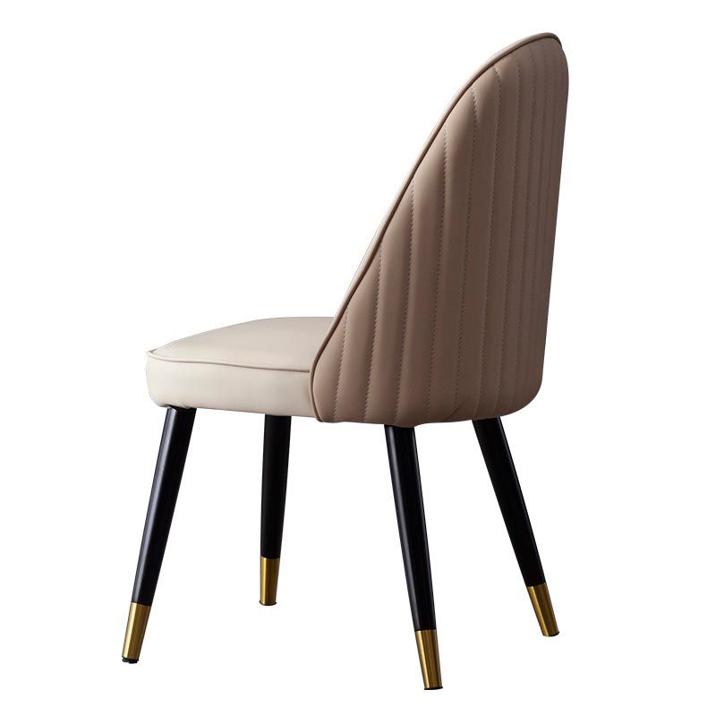 Nordic Glam Style Chair Dining Armless Chairs for Kitchen with Wooden Legs