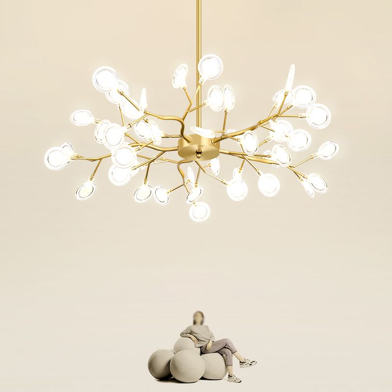 Light Luxury Style Pendant Chandelier Light Metal Chandelier in Gold Finish