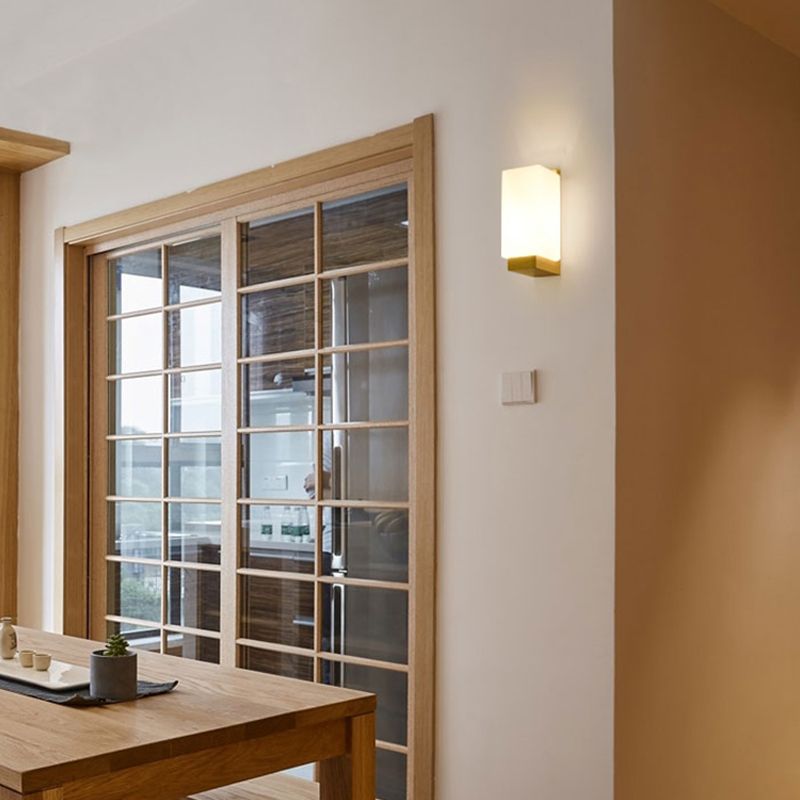 Rectangular Wall Sconce Lighting Modern Style Wood 1 Light Wall Mounted Light