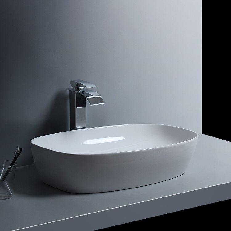 Traditional Vessel Bathroom Sink Porcelain with Faucet Basin Sink