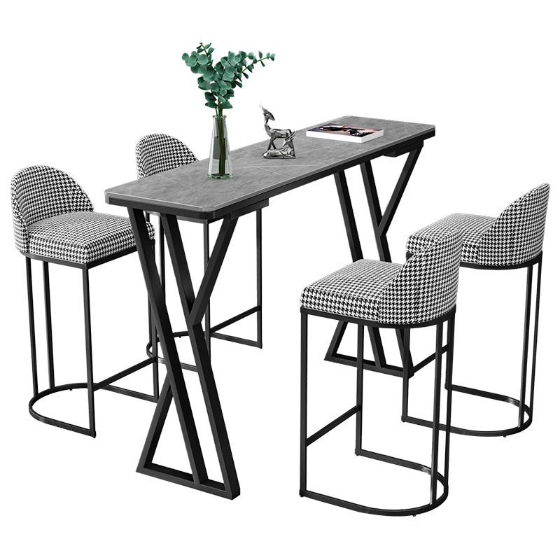 1/5 Pieces Bar Stool and Table Set Rectangular Modern Pub Table Set