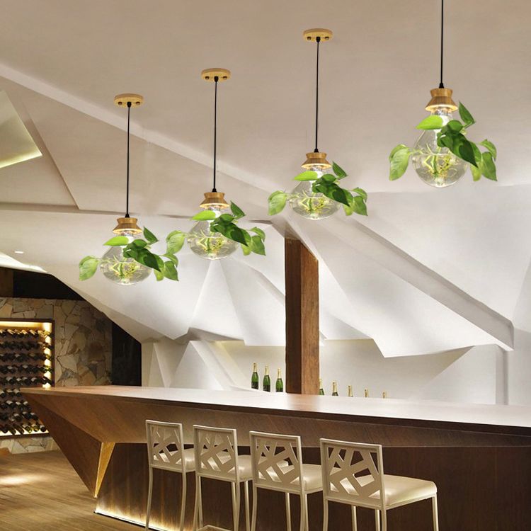 Contemporary Design Bulb Glass Shade Hanging Lamp Hydroponics Plant Drop Pendant for Coffee Shop