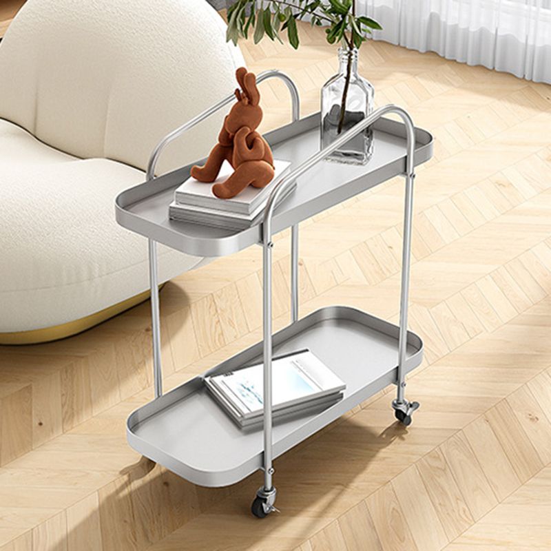 25.2" Tall Metal Side Table Shelf Included End Table with Casters