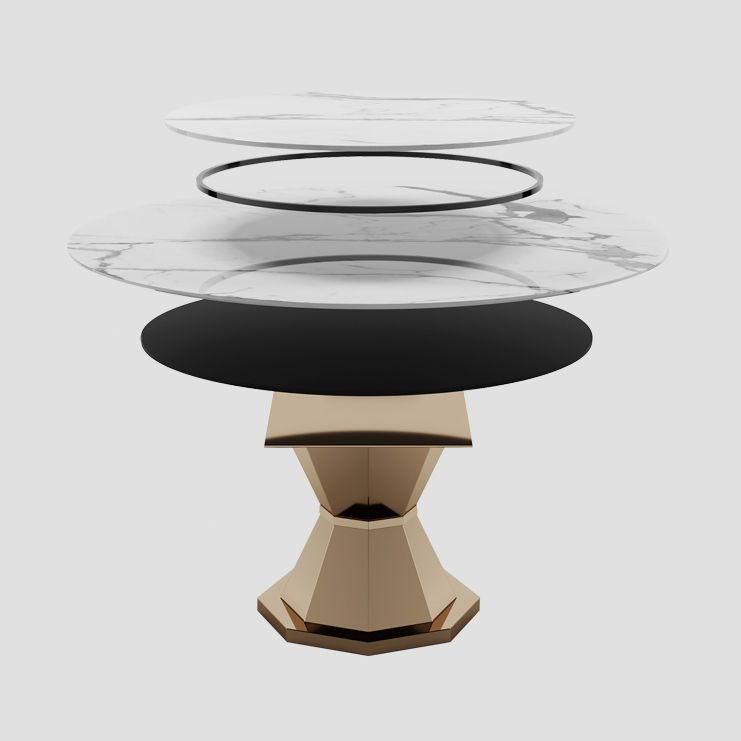 Mesa de comedor redonda Mesa de comedor tradicional de lujo con base de pedestal