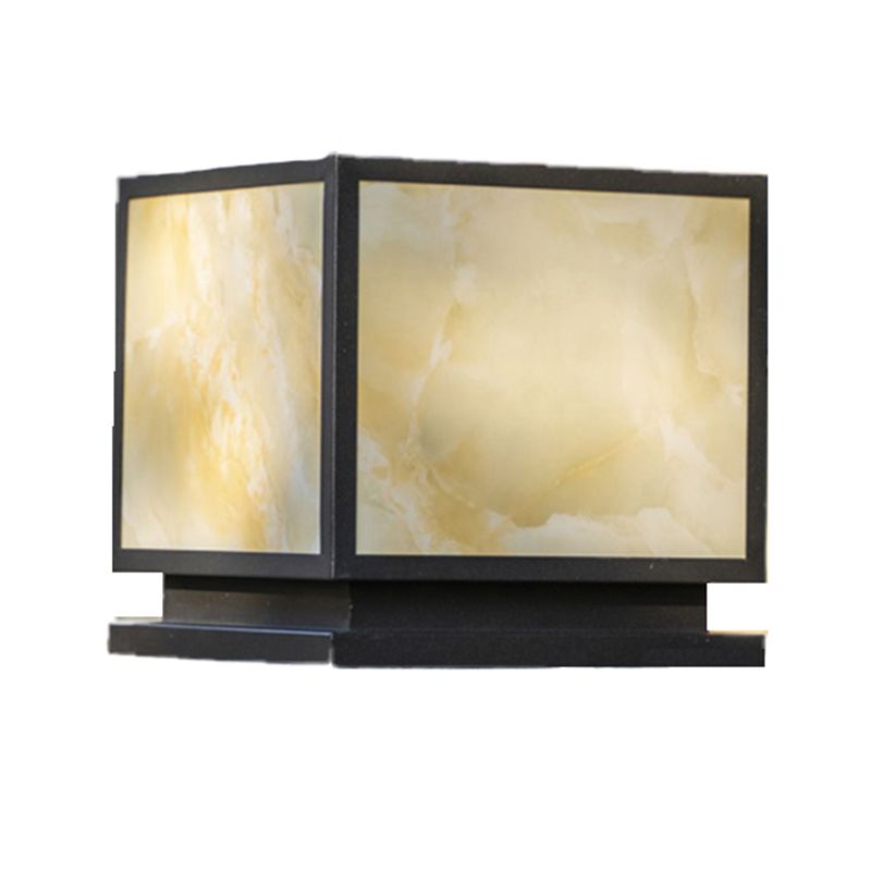 Modern Pillar Lighting Fixture Geometric LED Solar Lamp for Garden