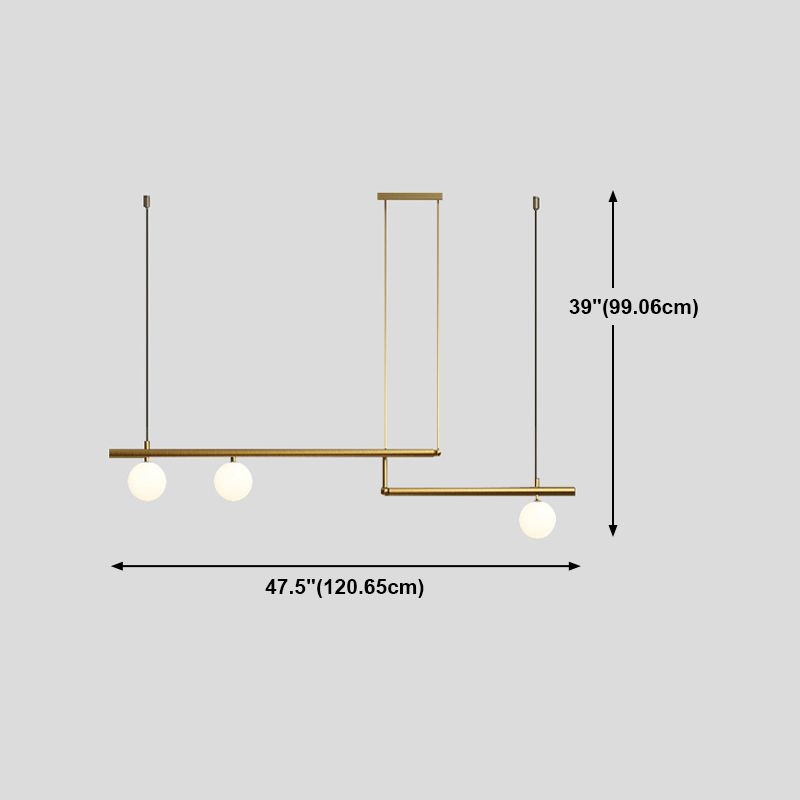 Postmodern Metal Island Light Multi Head Light con sombra de vidrio para mesa de comedor