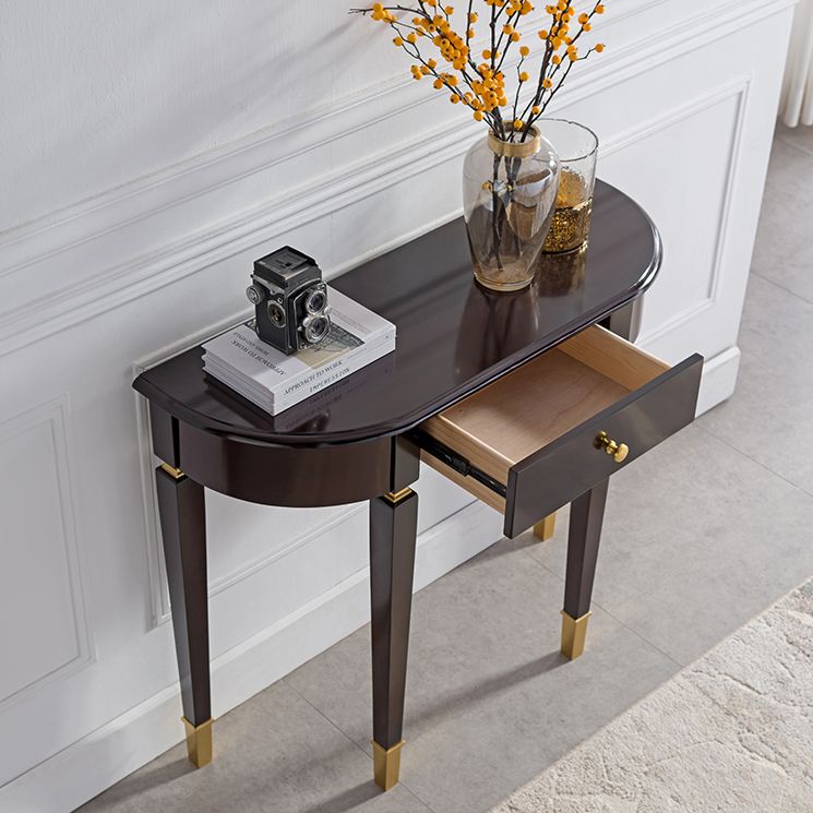 Mid-Century Modern Wood Console Table Half Moon Console Sofa Table for Hall