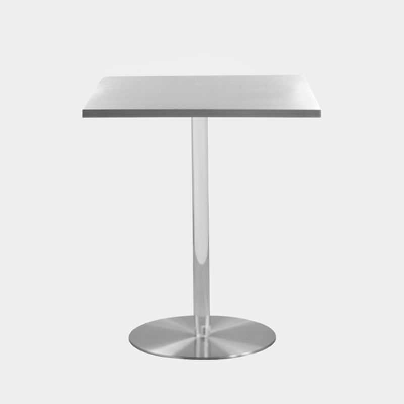 Square Dining Table Industrial Stainless Steel Table with Pedestal Base