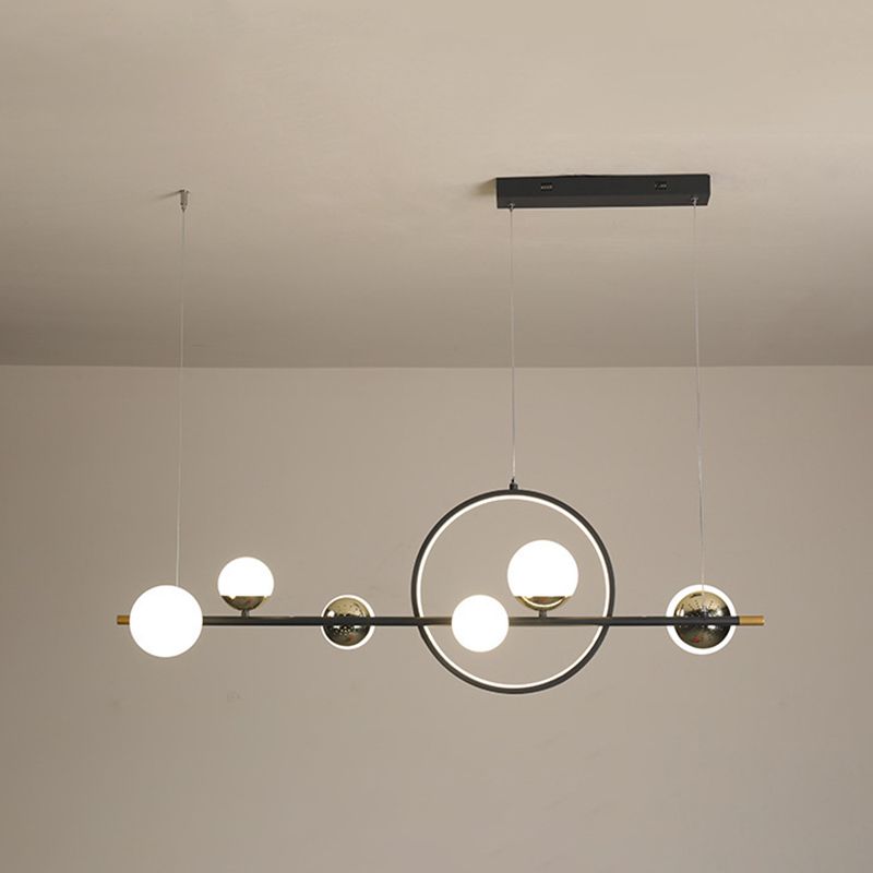 Éclairage de l'île Globe dans des lumières de l'île 7-Light de style moderne en noir