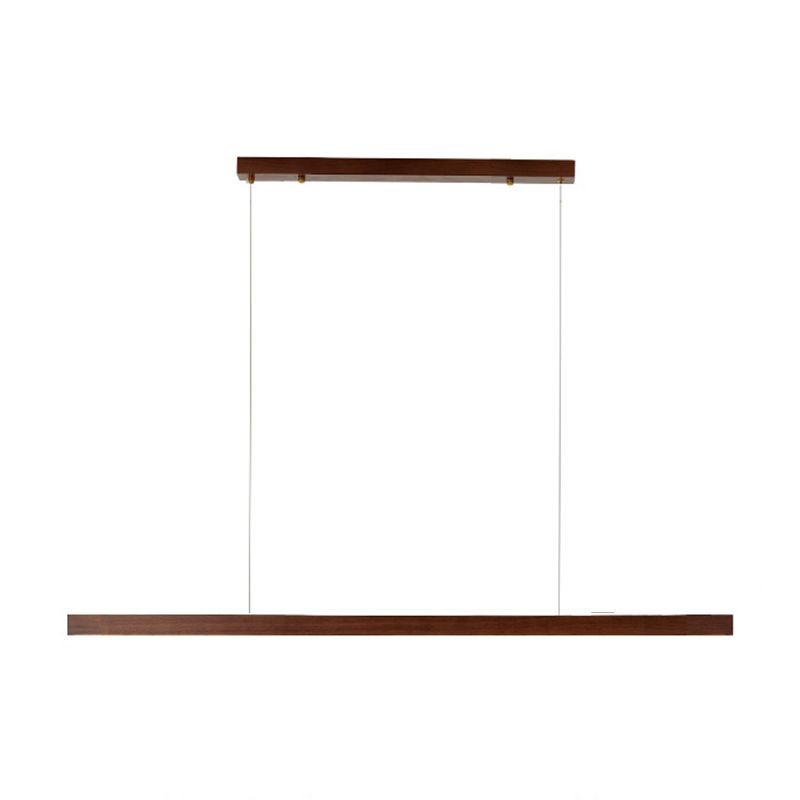 1-Light Island Light Minimal Style Linear Shape Wood Hanging Lamp for Dining Room
