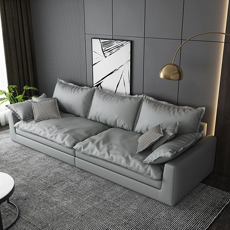 29.53" H Faux Leather Square Arm Modern Sofa with Cushions for Living Room