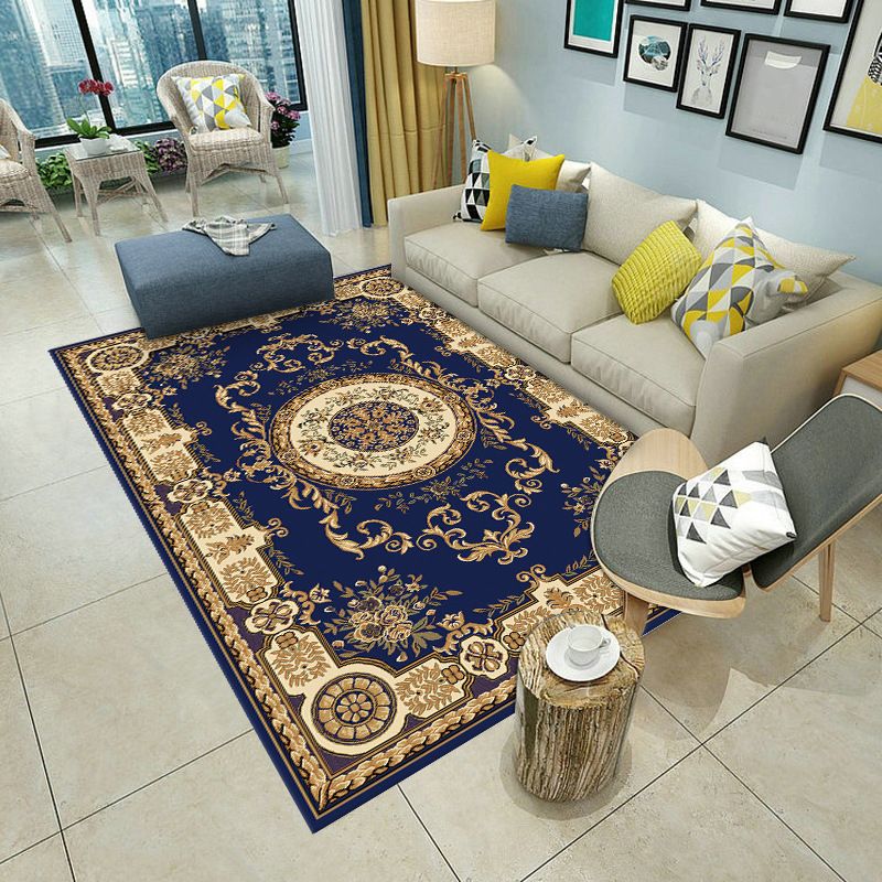 European Area Rug Medallion Print Carpet Polyester Stain Resistant Rug for Home Decor