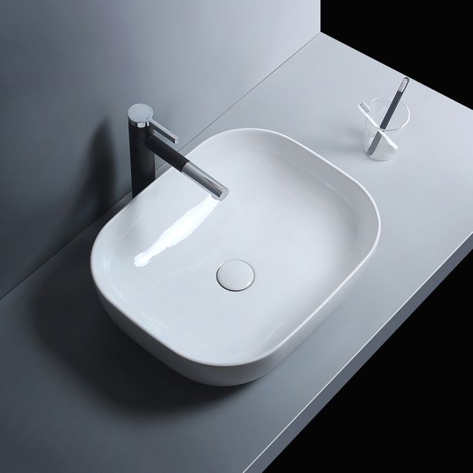 Traditional Vessel Bathroom Sink Porcelain with Faucet Basin Sink