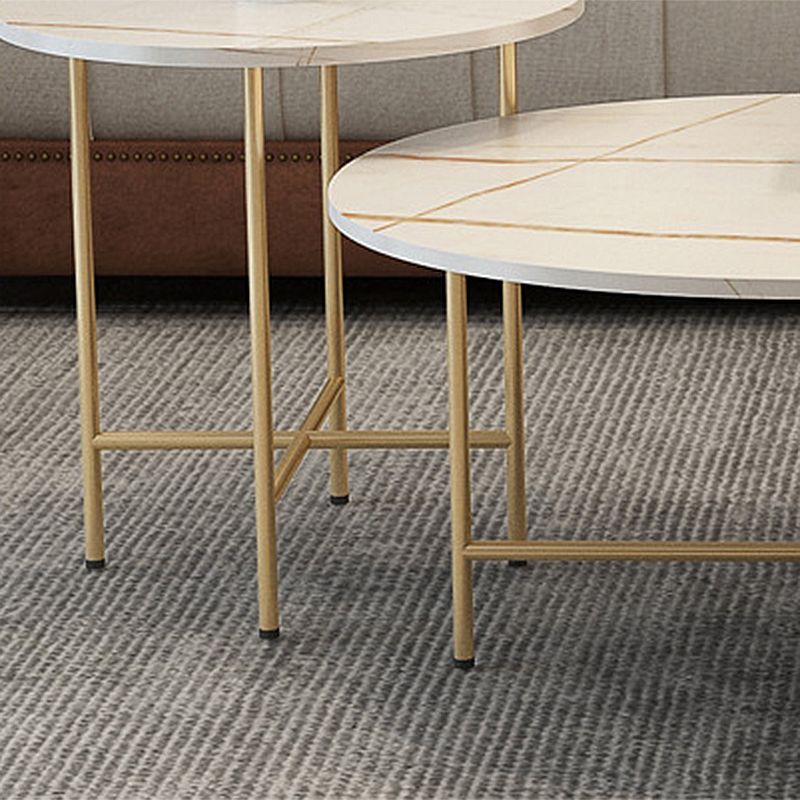 Glam Cocktail Table 4 Legs Slate Round/Oval Coffee Table Set