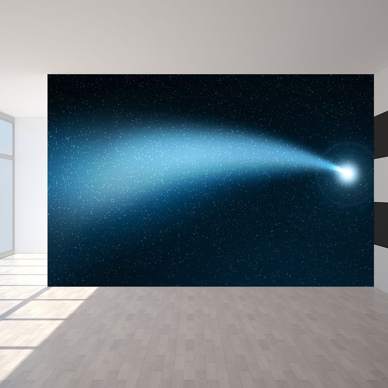 Modern Starry Night Scene Mural Wallpaper Blue Astronomical Landscape Wall Covering