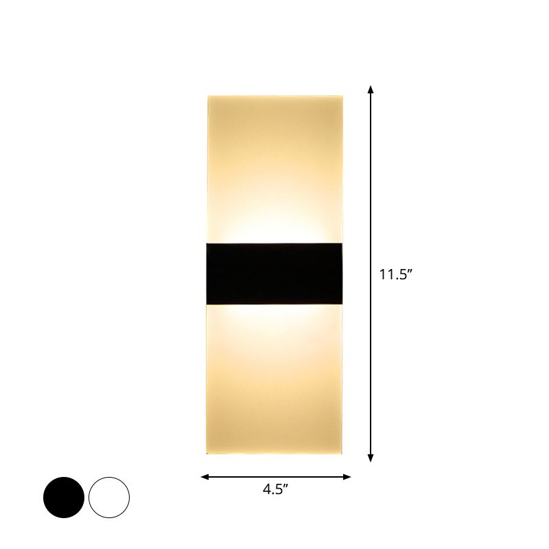 Black/White Rectangular LED Sconce Light Minimalist Acrylic Thinnest Wall Mounted Lamp in Warm/White Light, 11.5"/16" W
