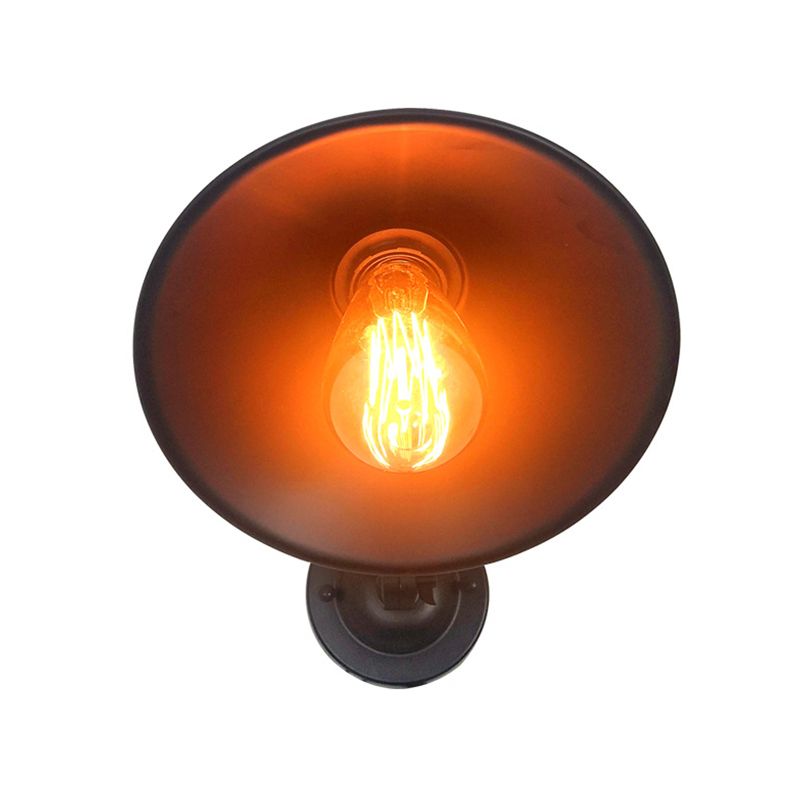 Industrial Cone Shape Wall Mount Light Fixture Metal Sconce Lamp in Black for Dining Room